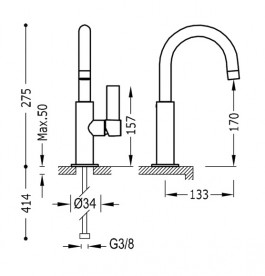 Смеситель для раковины Tres Project colors однорычажный черный матовый 21190401NM