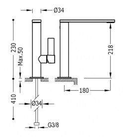 Смеситель для раковины Tres Project colors однорычажный черный матовый 21130501NM