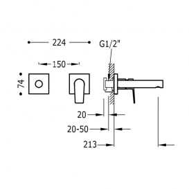 Смеситель для раковины Tres Project colors настенный излив 213 мм белый матовый 21120282BM