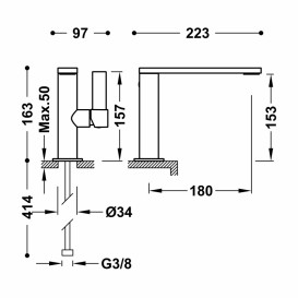 Смеситель для раковины Tres Project-Tres однорычажный розовое золото 21120501OP