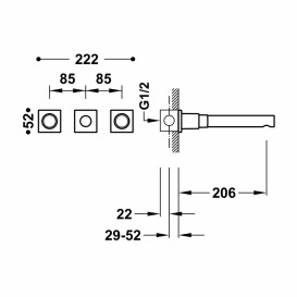 Смеситель для раковины Tres Project-Tres настенный двухвентильный розовое золото 21175201OP