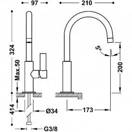 Змішувач для раковини Tres Project-Tres одноважільний матове рожеве золото 21190501OPM