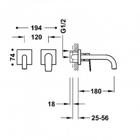 Смеситель для раковины Tres Project-Tres настенный матовое розовое золото 21130001OPM