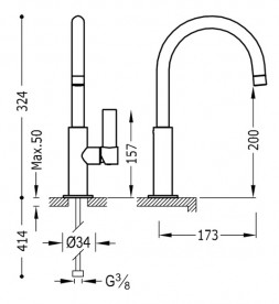 Смеситель для раковины Tres Project-Tres однорычажный хром 21190501