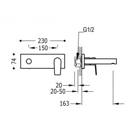 Смеситель для раковины Tres Project colors настенный излив 163 мм белый матовый 21120201BM
