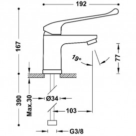Змішувач для раковини Tres Public Spaces одноважільний медичний хром 2161030111