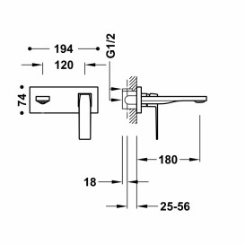 Змішувач для раковини Tres Slim Exclusive настінна одноважільна сталь 20230011AC