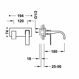 Змішувач для раковини Tres Slim Exclusive настінний одноважільний хром 20230013
