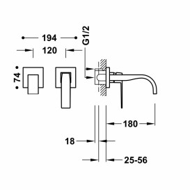 Смеситель для раковины Tres Slim Exclusive настенный однорычажный золото 20230003OR