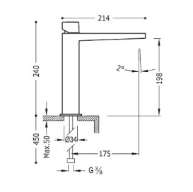 Змішувач для раковини Tres Slim-Tres одноважільний хром 20210304