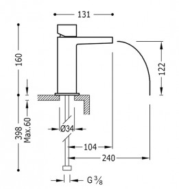 Змішувач для раковини Tres Slim-Tres з відкритим каскадним виливом білий/хром 20211002BL