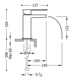Смеситель для раковины Tres Slim-Tres с открытым каскадным изливом хром 20211001