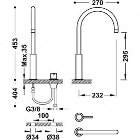 Смеситель для раковины Tres Study colors на 2 отверстия матовое розовое золото 26110502OPM