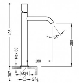 Смеситель для раковины Tres Study colors однорычажный красный 26130801TRO