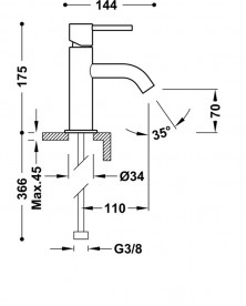 Смеситель для раковины Tres Study colors однорычажный сталь 26290301AC