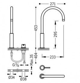 Змішувач для раковини Tres Study colors одноважільний сталь 26110502AC
