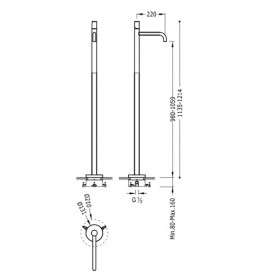 Змішувач для раковини Tres Study colors підлоговий золото 26285302OR
