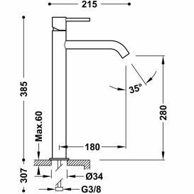 Смеситель для раковины Tres Study Exclusive высокий однорычажный розовое золото 26230801OP