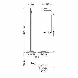 Змішувач для раковини Tres Study Exclusive підлоговий рожеве золото 26285301OP