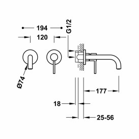 Смеситель для раковины Tres Study Exclusive настенный однорычажный металлический черный 26230001KM