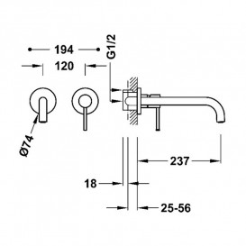 Смеситель для раковины Tres Study Exclusive colors настенный матовое розовое золото 26230002OPM