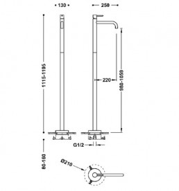 Смеситель для раковины Tres Study Exclusive напольный матовое розовое золото 26285301OPM