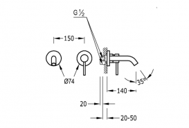 Змішувач для раковини Tres Study Exclusive настінний змішувач чорний матовий 26220080NM