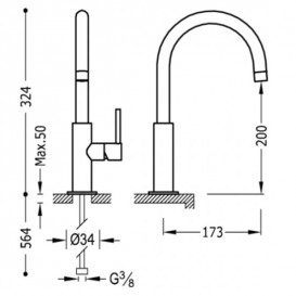 Смеситель для раковины однорычажный Tres коллекция Study-Tres хром 26290402