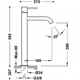 Змішувач для раковини Tres Study XXL одноважільний металік чорний 26230801KM