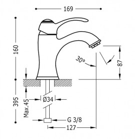 Смеситель для раковины Tres Tres-Clasic однорычажный хром 24210301