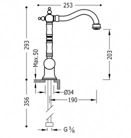 Смеситель для раковины Tres Tres-Clasic однорычажный хром 24210801