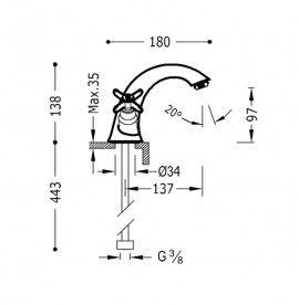 Змішувач для раковини Tres Tres-Clasic color двухвентильний зістарена латунь 24210201LV