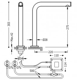 Змішувач для раковини Tres Trestronic електронний хром 161446