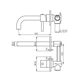 Смеситель для раковины VBI Milano Long скрытого монтажа однорычажный хром VBI-050103CH