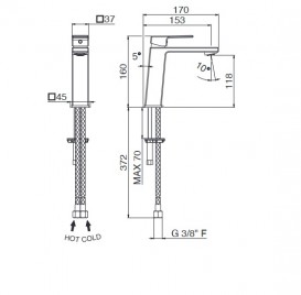 Смеситель для раковины Vema Lys однорычажный хром V25011B0010