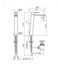 Змішувач для раковини Vema Lys з донним клапаном хром V25020B0010