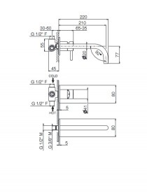 Змішувач для раковини Vema Maira настінний одноважільний хром V27050B0010