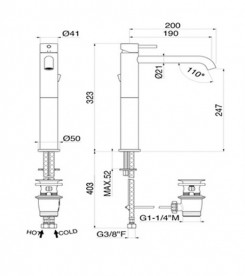 Смеситель для раковины Vema Maira с донным клапаном хром V27020B0010