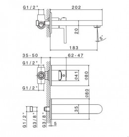 Змішувач для раковини Vema Marna настінний одноважільний хром V09050B0010