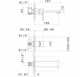 Смеситель для раковины Vema Plavis настенный однорычажный хром V01050B0010