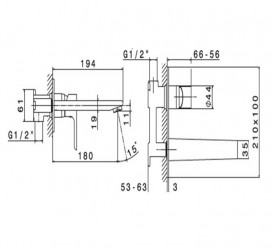 Смеситель для раковины Vema Slate настенный однорычажный хром V14050B0010