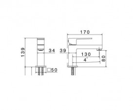 Змішувач для раковини Vema Tamesis одноважільний хром V02011B0010