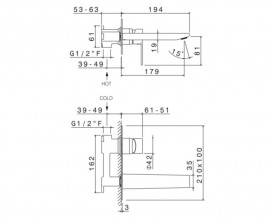 Смеситель для раковины Vema Timea настенный однорычажный черный матовый V16050F0202