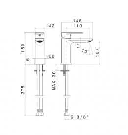 Смеситель для раковины Vema Timea однорычажный черный матовый V16011F0202