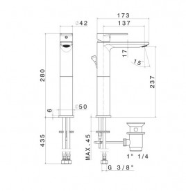 Смеситель для раковины Vema Timea с донным клапаном черный матовый V16020F0202