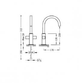 Змішувач для раковини вертикальний двухвентильний Tres Cuadro-Tres хром 108606