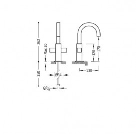 Смеситель для раковины вертикальный двухвентильный Tres Cuadro-Tres хром 108605