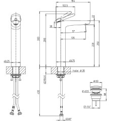 Смеситель для раковины Villeroy & Boch Antao с донным клапаном хром TVW11100500061