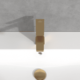 Смеситель для раковины Villeroy & Boch Architectura Square с донным клапаном матовое золото TVW12500100076