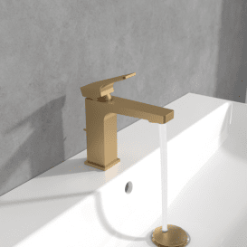Смеситель для раковины Villeroy & Boch Architectura Square с донным клапаном матовое золото TVW12500100076